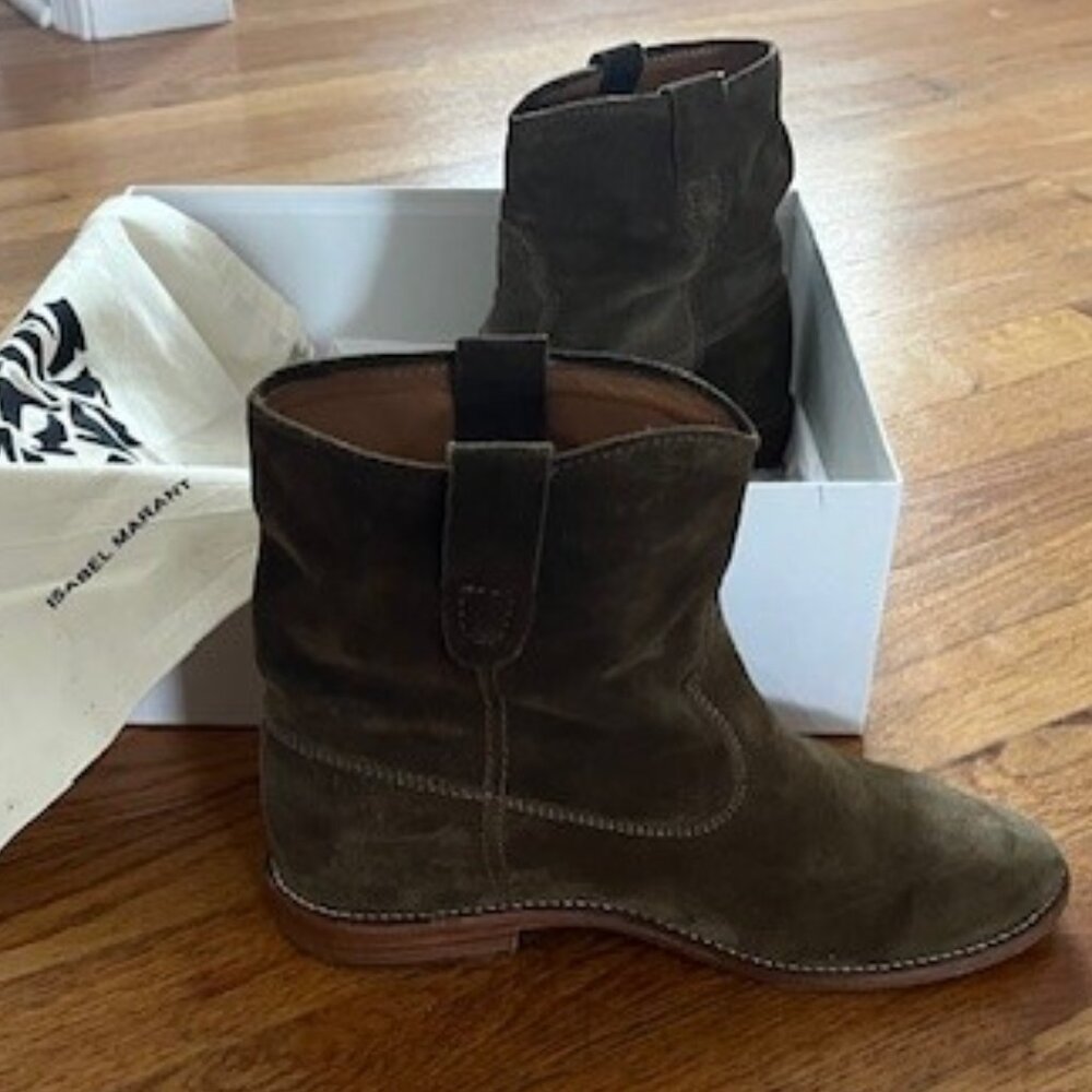 LIKE NEW - Isabel Marant Calf Velvet leather CRISI Hidden Wedge, size EU 38